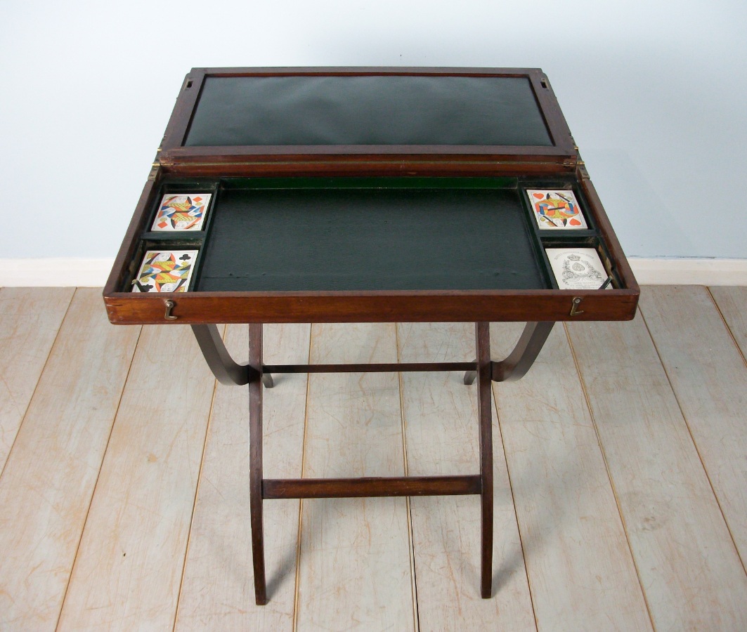 Mahogany Military Campaign Folding Desk and Games Table